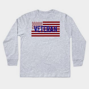 American Flag Military Veteran Kids Long Sleeve T-Shirt
